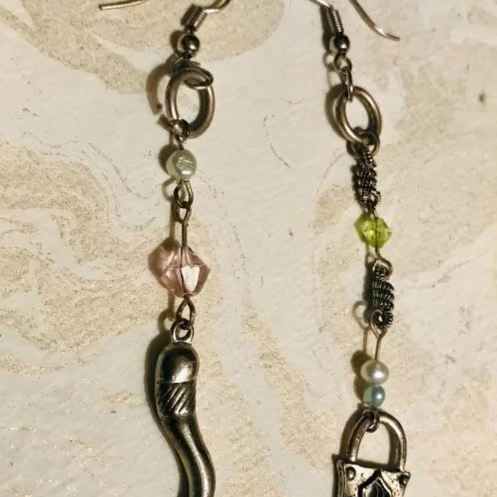 Two Pairs of Asymmetric Drop Statement Earrings for a price of one - Picture 3 of 5